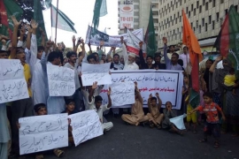 برما میں بے گناہ مسلمانوں کے قتل عام کے خلاف ایم ڈبلیو ایم کا کراچی پریس کلب پر احتجاج