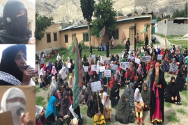 علامہ راجہ ناصرعباس سے اظہاریکجہتی کیلئے گلگت کی غیورماؤں بہنوں کی وحدت ہاؤس تاشہید کیپٹن ضمیر عباس چوک تک احتجاجی ریلی