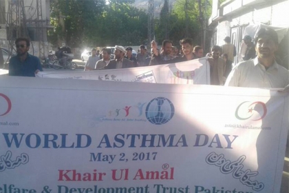 خیر العمل ویلفیئرٹرسٹ کے تحت رکن گلگت بلتستان اسمبلی حاجی رضوان کی زیر قیادت عالمی یوم دمہ پر آگہی واک کا انعقاد
