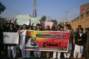پشاور:آئی ایس او اور ایم ڈبلیوایم کا علامہ شیخ نواز عرفانی کی ٹارگٹ کلنگ کے خلاف احتجاج