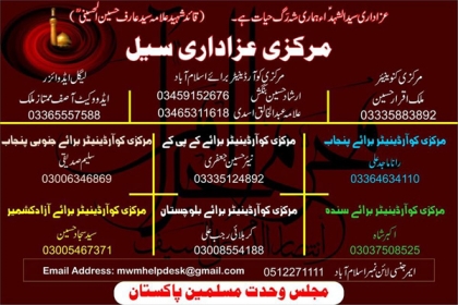 مجلس وحدت مسلمین پاکستان کی جانب سے مرکزی عزاداری سیل کا قیام ، ملک بھرسے نمائندگان نامزد
